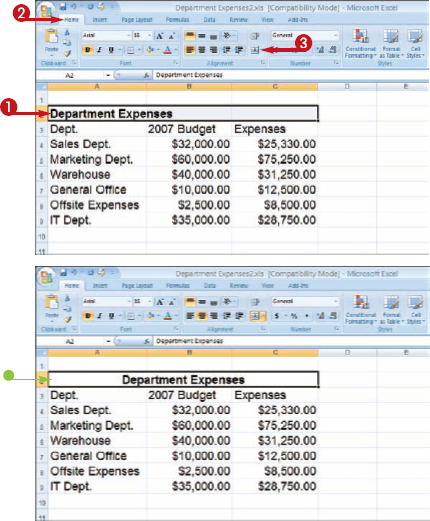 Center Data Across Columns