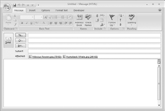 The names of attached files are displayed in the message header.