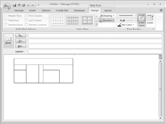 Use the Draw Table command to create a table with an unusual row/column structure.