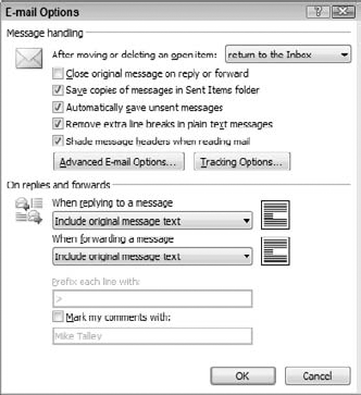 Setting global email preferences.