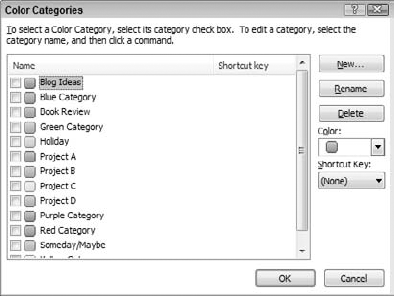 Selecting a category to assign sent messages to.