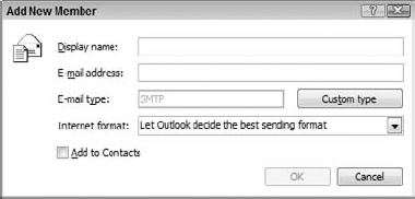 Adding a contact who is not in your address book to a distribution list.