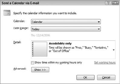 Sending a Calendar snapshot via email.