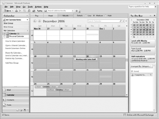 Outlook can display week numbers in the Date Navigator, shown here, and also in the Month view.