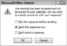 Options when responding to a meeting invitation.