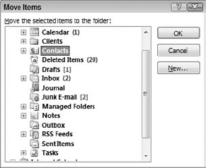 Moving an item or items to a different folder.