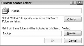 Defining a custom search folder.
