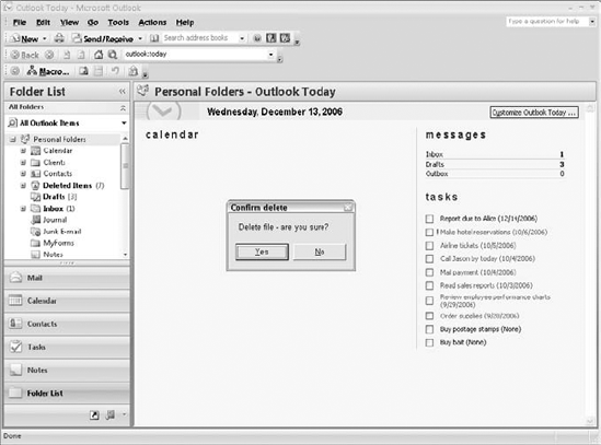 An example of a dialog box displayed by the MsgBox function.