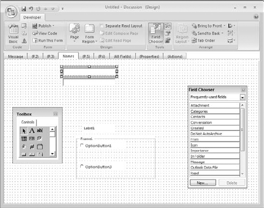 A selected control displays a border and handles.