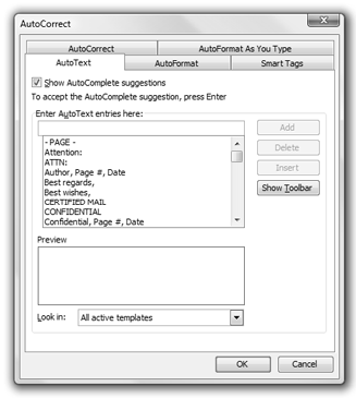 Word 2003's AutoText feature included AutoComplete, which is disabled in Word 2007.