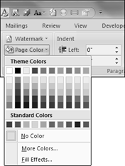 To bypass using themes, choose from Standard Colors or click More Colors.