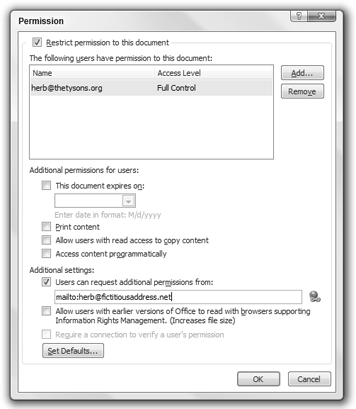 You can set an expiration date as well as restrict permission to copy or print a document.