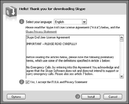 Choose among many languages for the one you want to tell Skype to use.