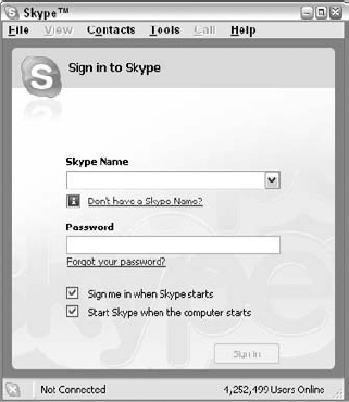 Launching Skype for the first time.