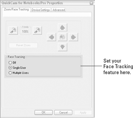 Setting Face Tracking mode for single or multiple users.