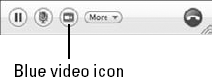 Skype video transmission doesn't occur unless you click the blue video icon.