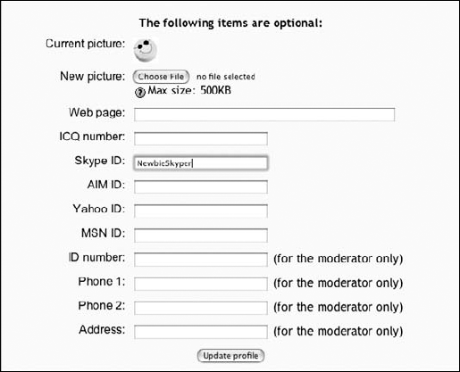 Moodle student registration.