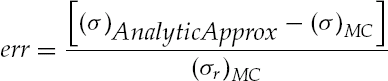 Comparison of Standard Deviation in r Using Monte Carlo (MC) Simulation and Analytical Approximation