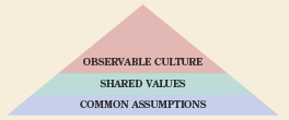 Three levels of analysis in studying organizational culture.