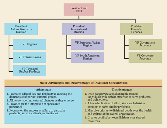 A divisional pattern of departmentation.