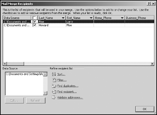 Merging marketing list data with Microsoft Word.