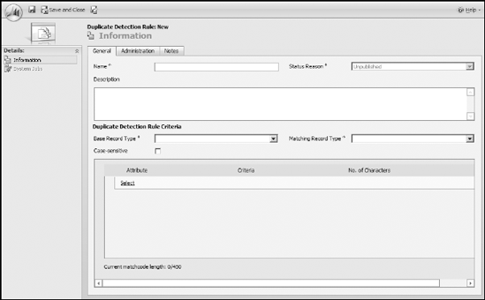 Create a duplicate detection rule form.