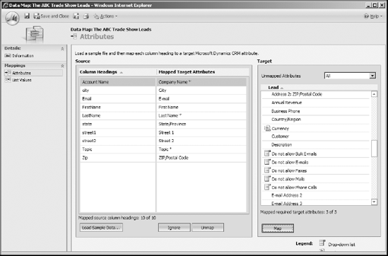 Detailed view of attribute mapping.