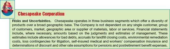 Balance Sheet Disclosure of Significant Risks and Uncertainties