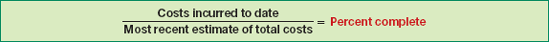 Formula for Percentage-of-Completion, Cost-to-Cost Basis