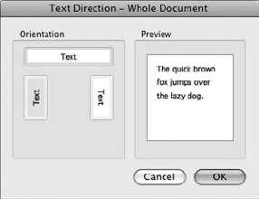 The Text Direction dialog box allows you to change the orientation of your text.