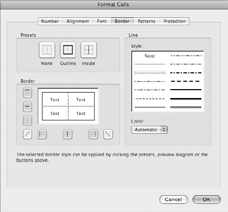 Use border settings to accentuate a cell or a section of cells.