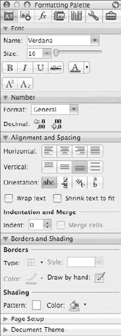 The Formatting Palette provides a convenient place to make the most common formatting changes.