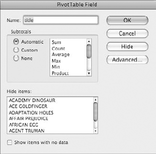 Use the Field Settings dialog box to conFigure Dvanced settings for field display.