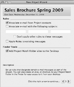 The third Wizard page lets you specify any message rules.