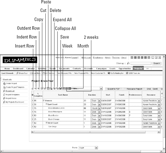 The Project Grid view.