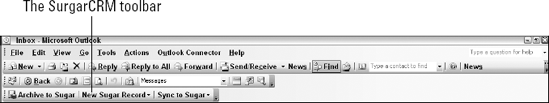 The SugarCRM toolbar that appears in Outlook.