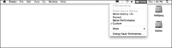 Monitor your MacBook's juice from the Finder menu.