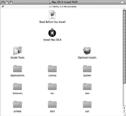 The Finder window shows the contents of a disc when you doubleclick the icon.