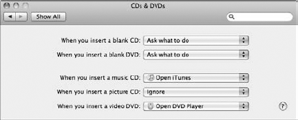 The CD & DVD preferences.