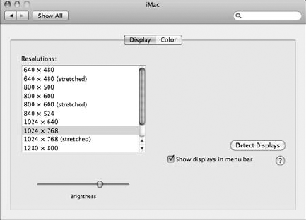 Configure your MacBook's display settings from this pane.