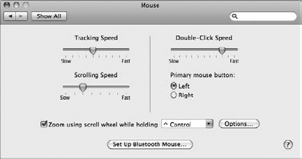 The Mouse preferences pane.