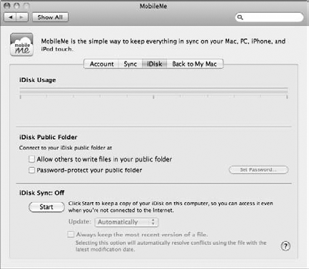 Your MobileMe account is controlled and configured using these settings.