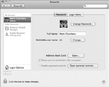 Configuring accounts is easy from System Preferences.