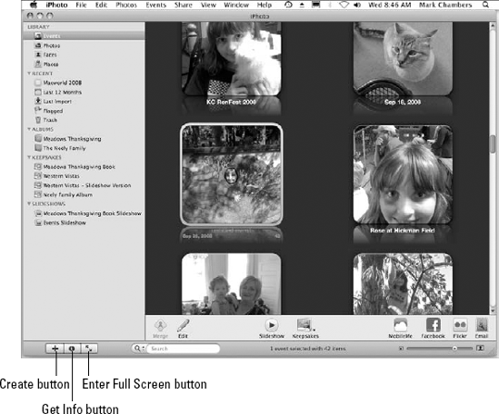 iPhoto greets you with an attractive window.