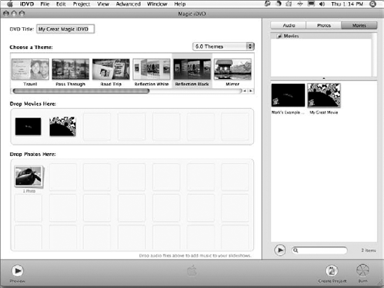 With Magic iDVD, you make some basic choices, and iDVD does the work.