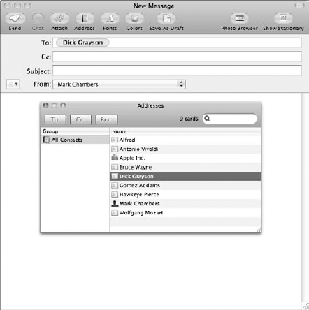 Select an e-mail address from your Address Book.