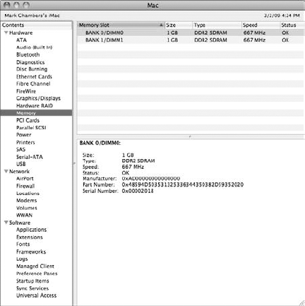 Look under the hood with Apple's System Profiler.