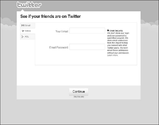 See whether your friends are on Twitter by importing your e-mail address book.