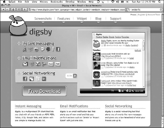 You can keep up with your Twitter account by using Digsby.