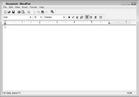 The WordPad window.